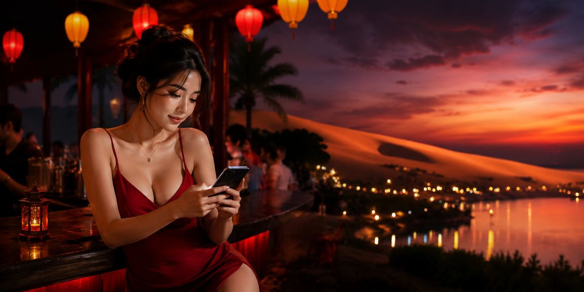 Người chơi truy cập casino di động f98 tại bãi biển Mũi Né trong lễ hội